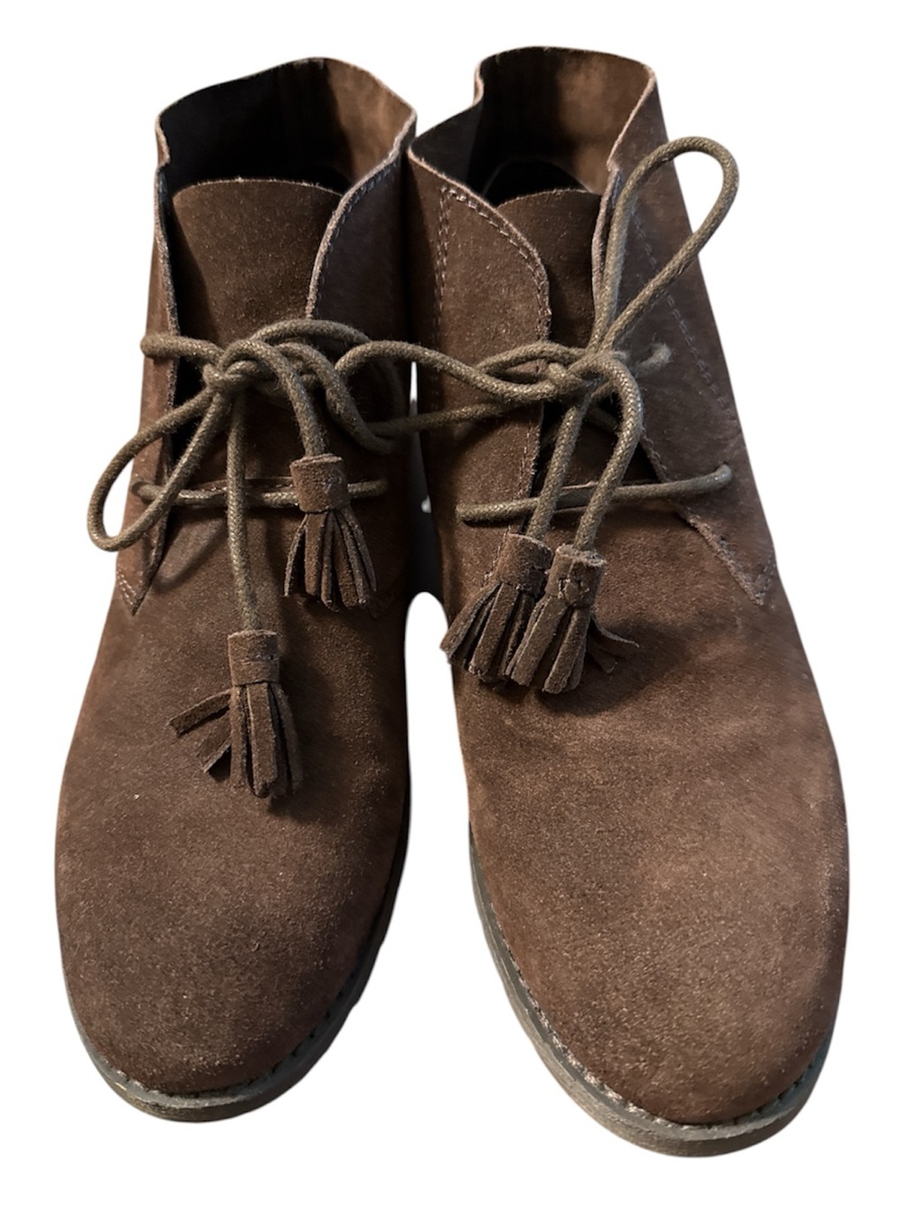 Brown Suede Lace Up Chukka Ankle Boots Tassel Comfort Fall Casual Everyday Wear